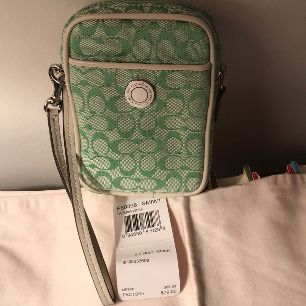 Coach Green and White Camera Case